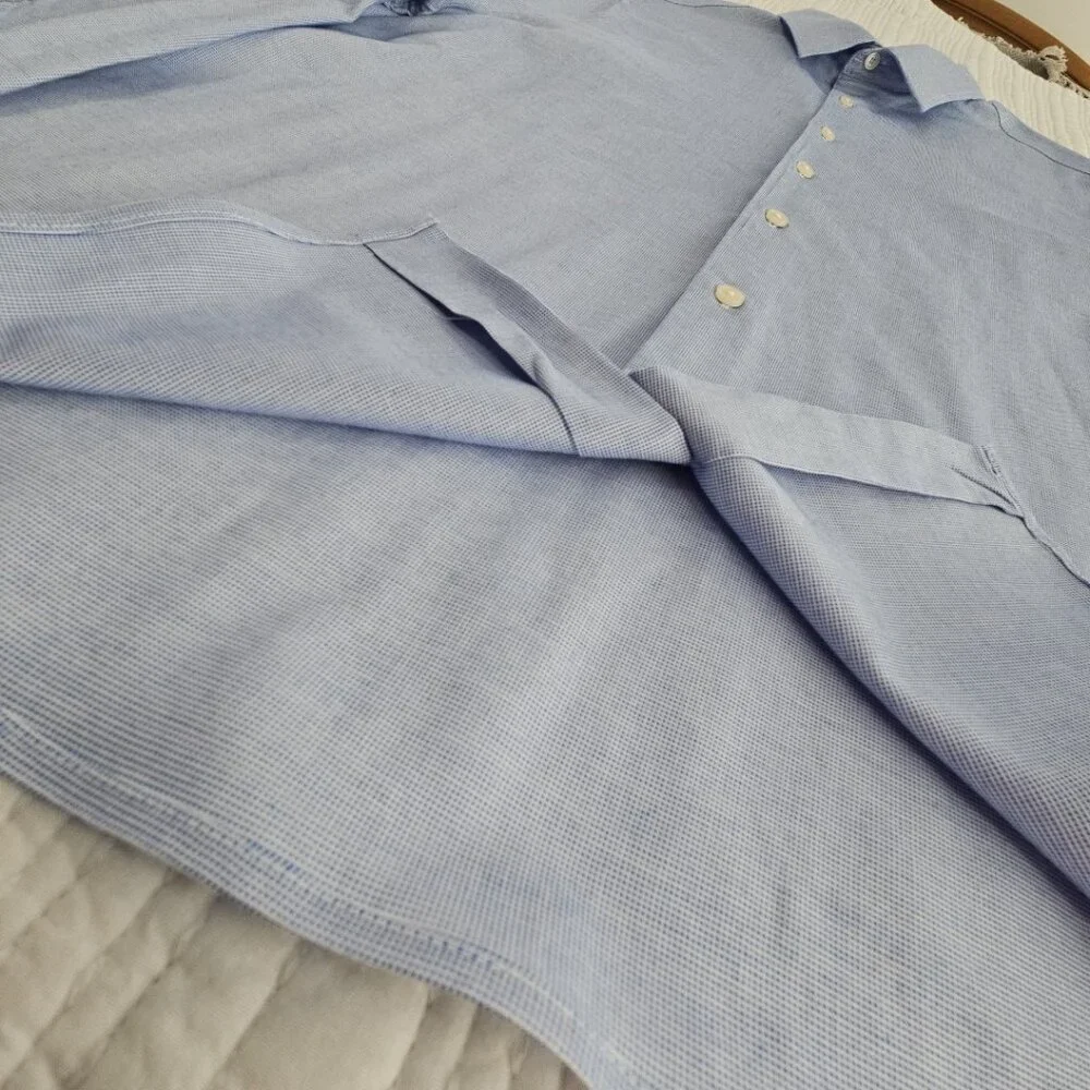 Banana Republic Shirt Men's XL‎ Blue Untucked Fit Wrinkle Resistant Long Sleeve